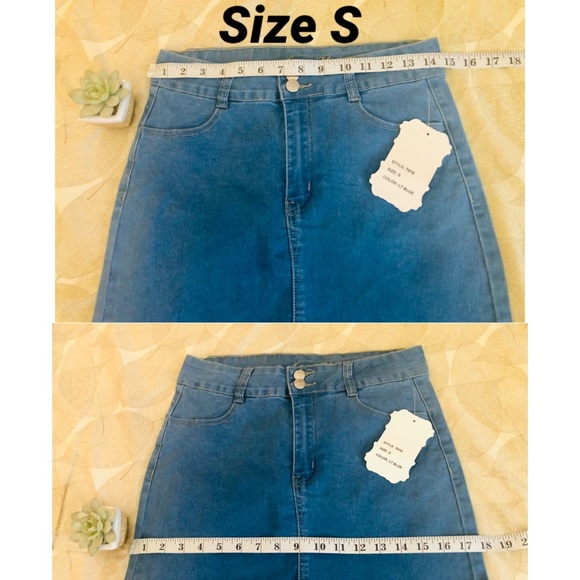 Blue Stretchy Denim Skirt - Picture 3 of 6
